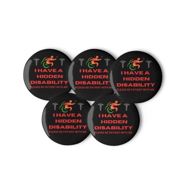I Have a Hidden Disability Black 5-Pin Set - Empowering Advocacy Badge Pack, Thoughtful Gift for Awareness - Image 2