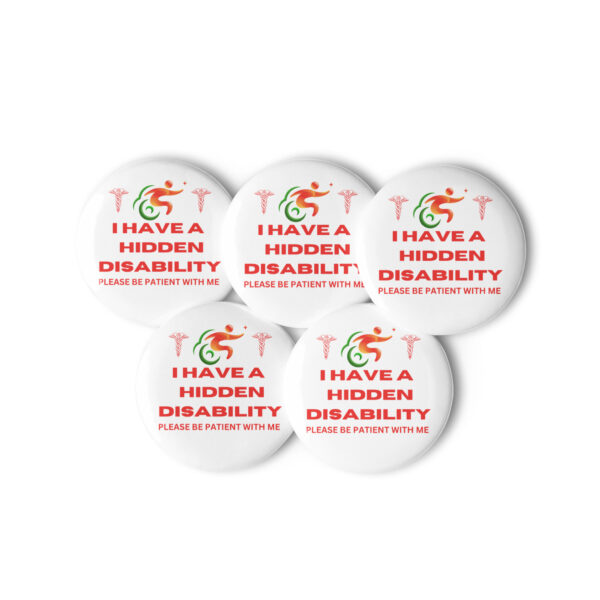 I Have a Hidden Disability White 5-Pin Set - Empowering Advocacy Badge Pack, Thoughtful Gift for Awareness - Image 2