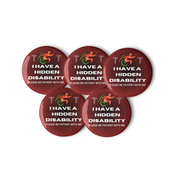 I Have a Hidden Disability Black Centre Ombré 5-Pin Set - Empowering Advocacy Badge Pack, Thoughtful Gift for Awareness - Image 2