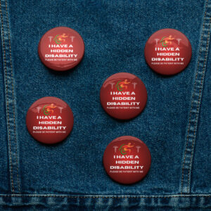I Have a Hidden Disability 5-Pin Red Ombré Set - Empowering Advocacy Badge Pack, Thoughtful Gift for Awareness
