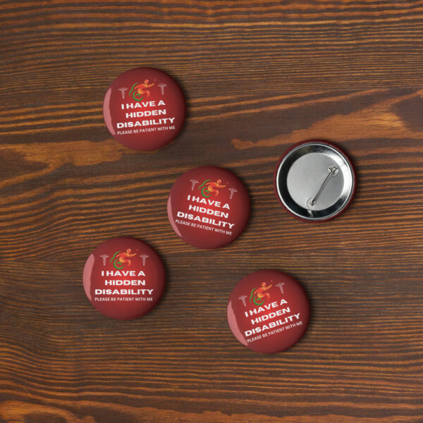I Have a Hidden Disability 5-Pin Red Ombré Set - Empowering Advocacy Badge Pack, Thoughtful Gift for Awareness - Image 3