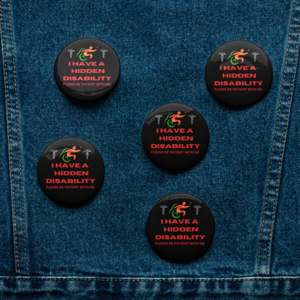 I Have a Hidden Disability Black 5-Pin Set - Empowering Advocacy Badge Pack, Thoughtful Gift for Awareness