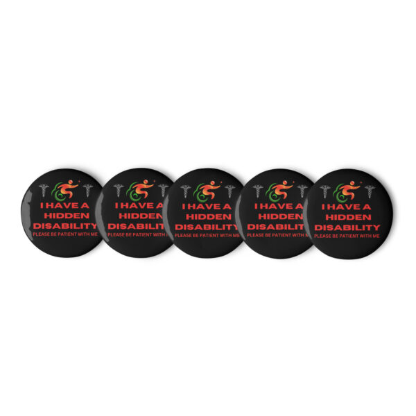 I Have a Hidden Disability Black 5-Pin Set - Empowering Advocacy Badge Pack, Thoughtful Gift for Awareness - Image 3