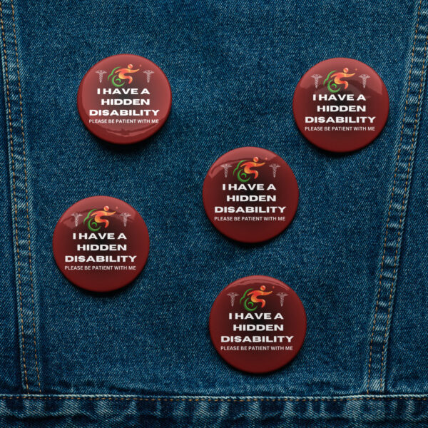 I Have a Hidden Disability Black Centre Ombré 5-Pin Set - Empowering Advocacy Badge Pack, Thoughtful Gift for Awareness