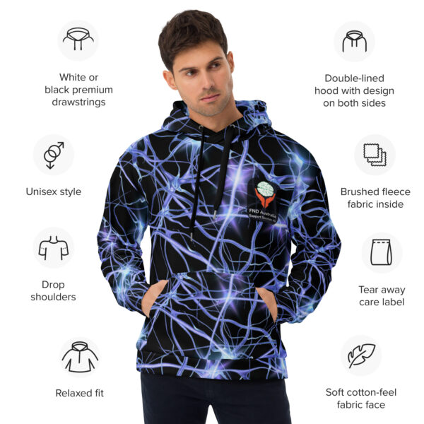 FND Australia Support Services Inc Awareness Day All Over Print Unisex Hoodie - Limited Edition Merchandise for FND Awareness Event - Image 2