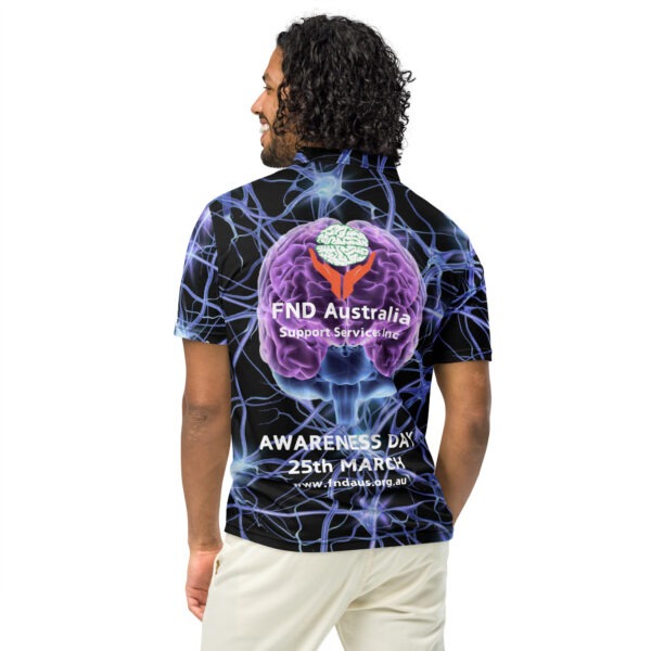 FND Australia Support Services Inc Awareness Day All Over Print Men’s slim fit polo - Limited Edition Merchandise for FND Awareness Event - Image 9
