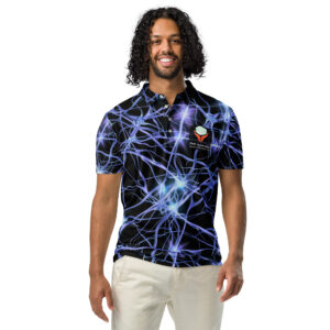 FND Australia Support Services Inc Awareness Day All Over Print Men’s slim fit polo - Limited Edition Merchandise for FND Awareness Event